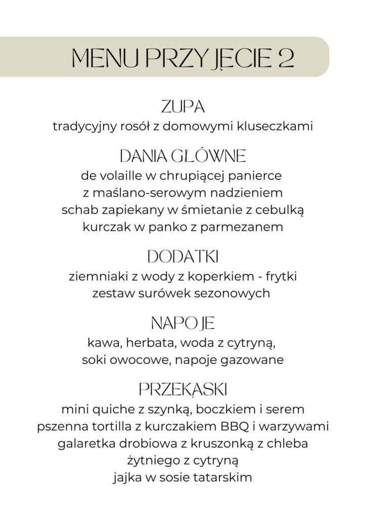 Dania główne menu Parafka